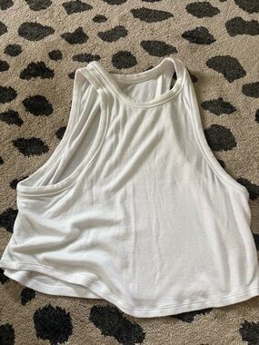 Women’s White Ribbed Tank Top - Classic Racerback